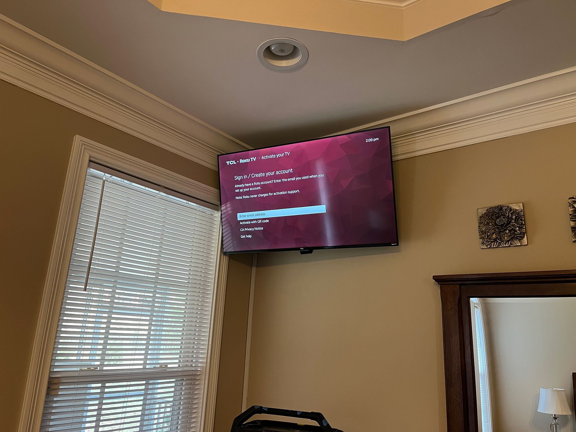TV screen showing the TCL sign in screen