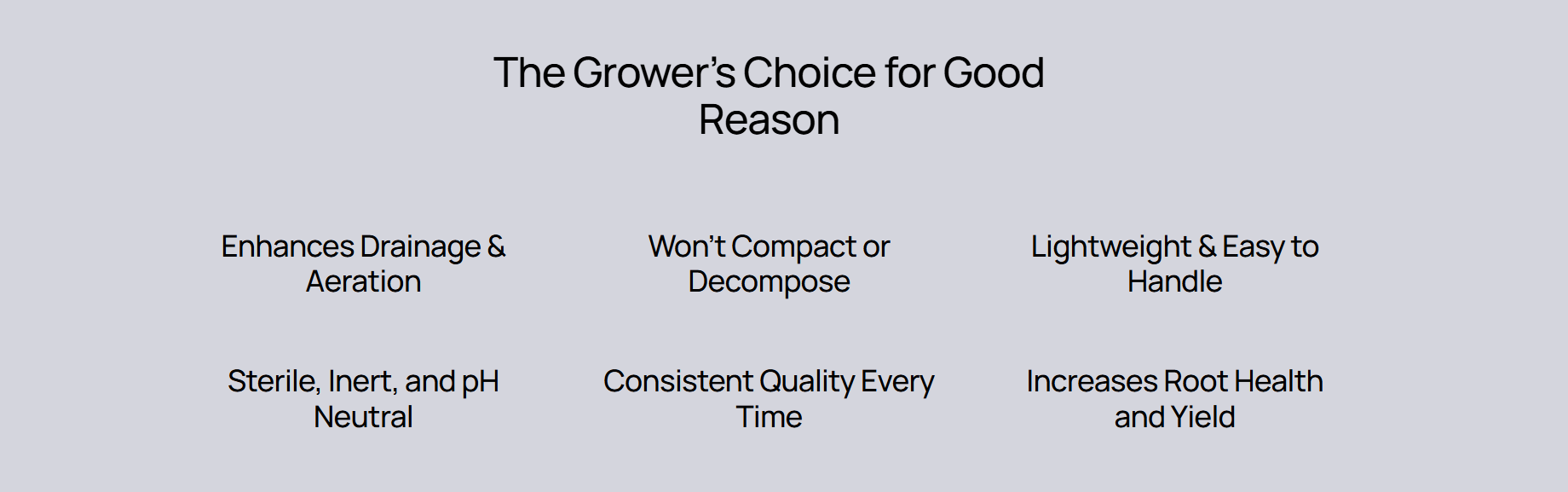 White promo graphic titled “The Grower’s Choice for Cocoa Reasons” with six benefit callouts.
