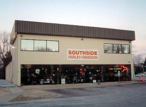 A building with a sign that says southside harley-davidson