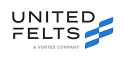 United Felts logo with blue geometric mark and “A Vortex Company” tagline