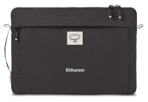 A black bag with the word behance on it