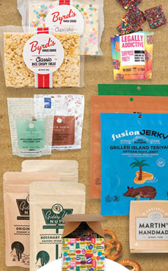 A variety of snacks including popcorn and pretzels