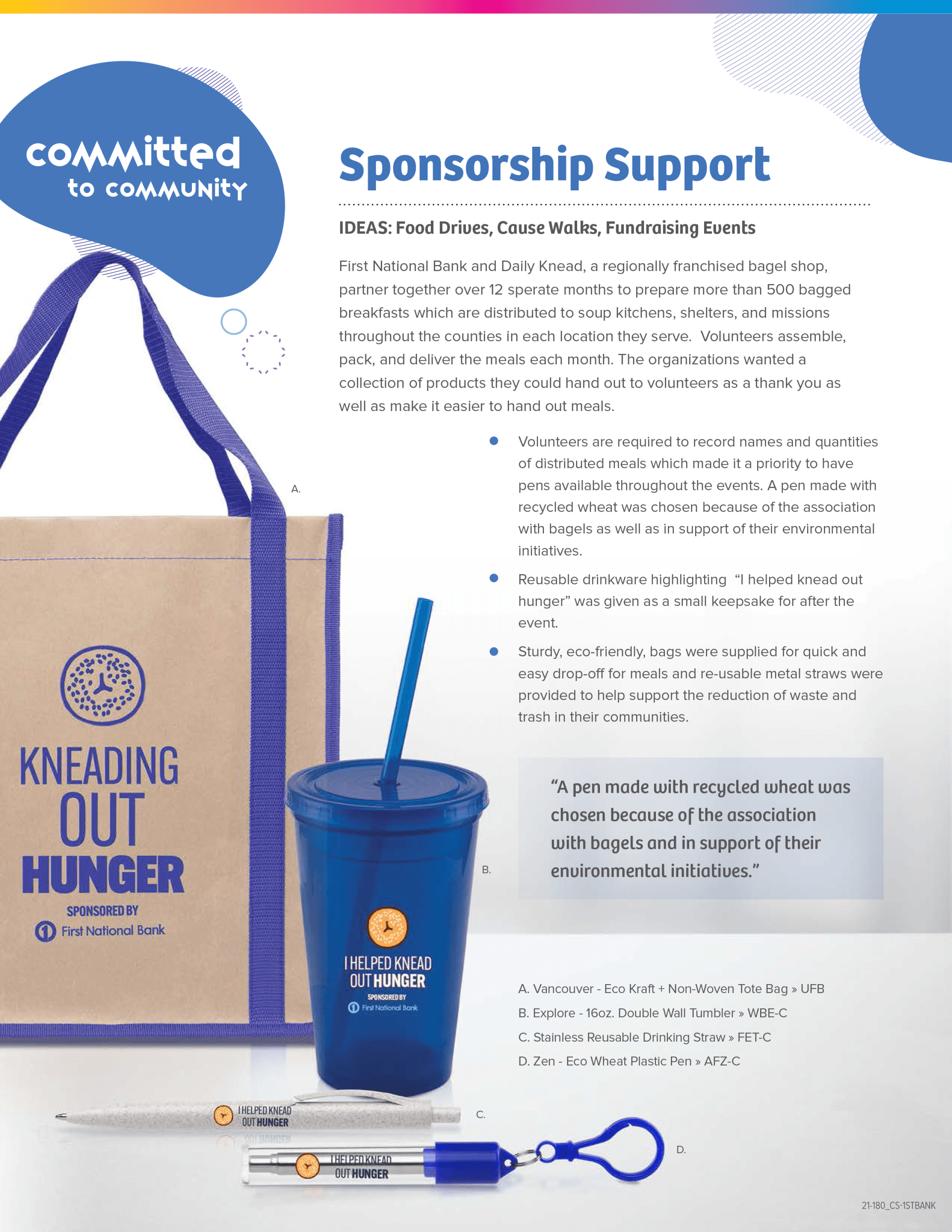 A flyer for sponsorship support for kneading out hunger