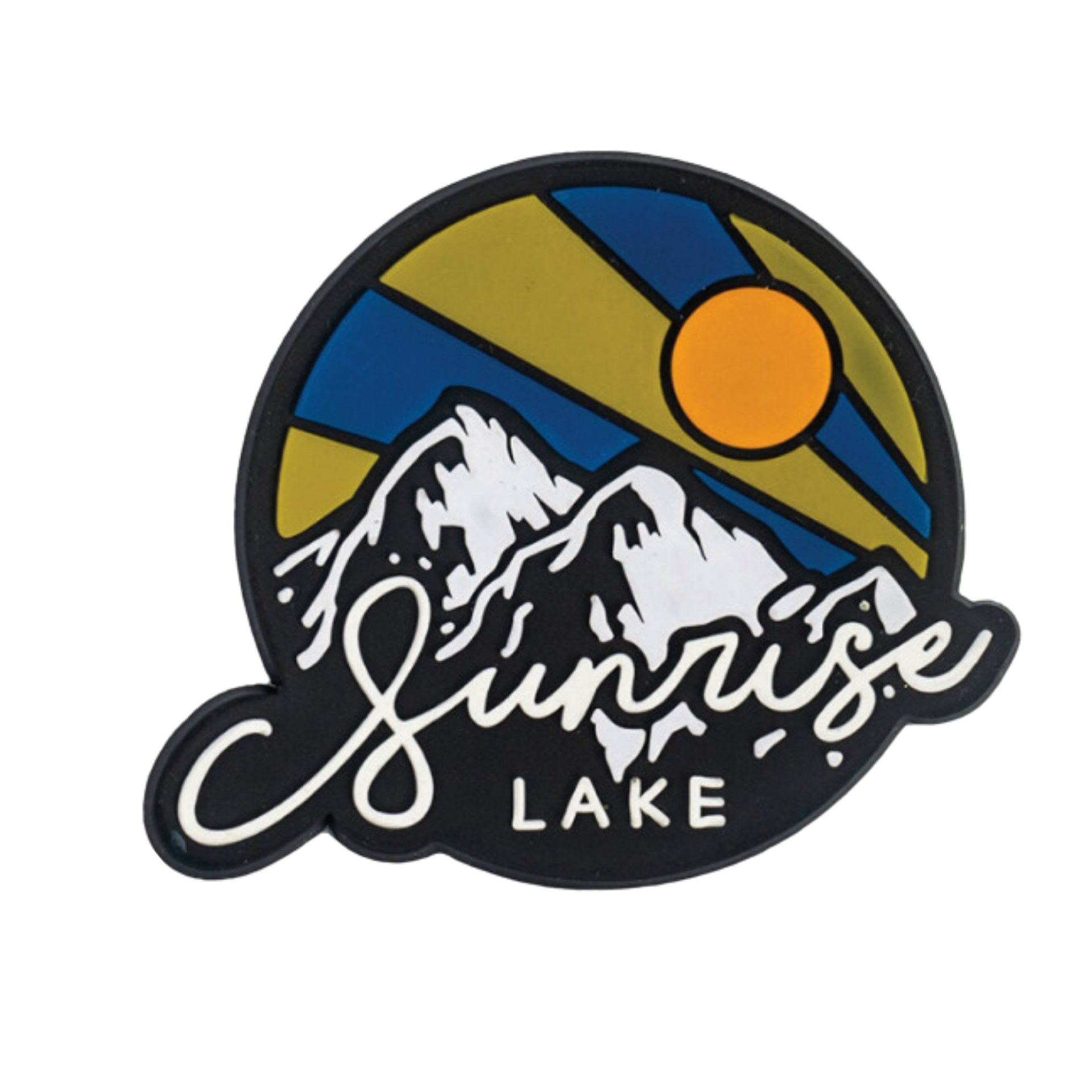 A sticker that says sunrise lake on it