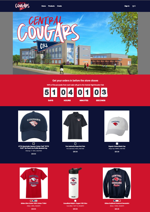 A screenshot of a website for central cougars