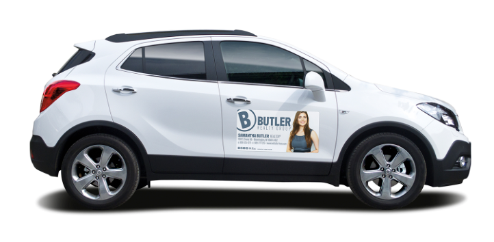Custom vehicle magnets for the side of a car, designed by IMS Branded Solutions