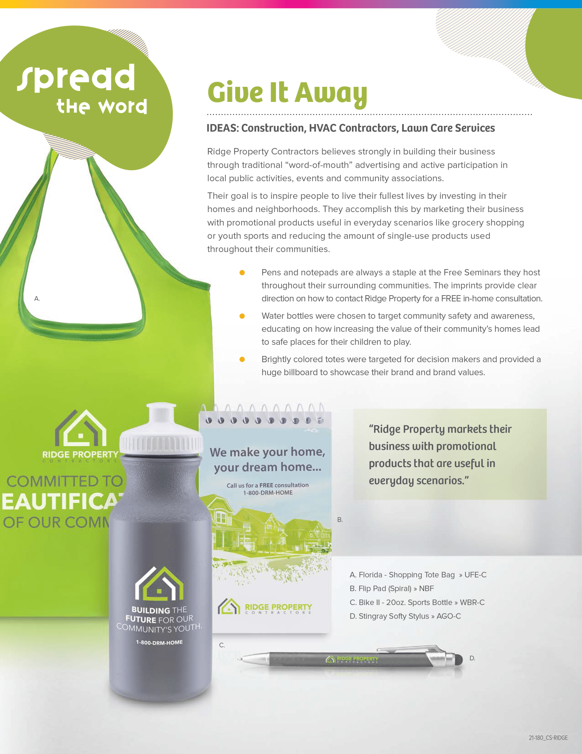 A flyer with a water bottle and a pen on it.