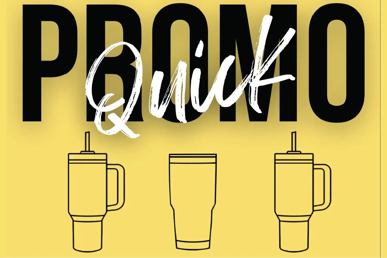 A yellow background with the words promo quick written on it.
