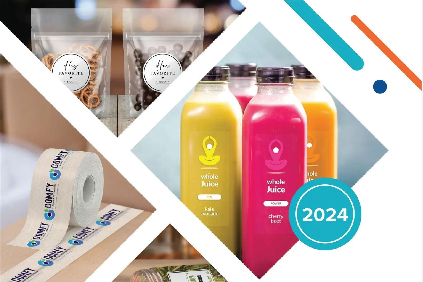 A collage of pictures of bottles and bags with the year 2025 at the top.