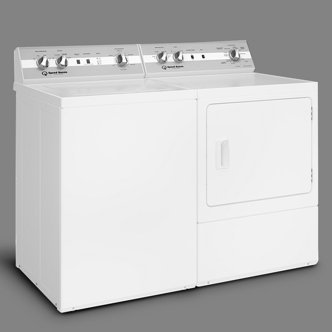 A white washer and dryer on a white background
