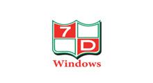 Logo for 7D Windows. Red and white shield with