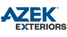 AZEK EXTERIORS logo in dark blue and gray text on a white background.