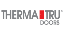 Therma-Tru Doors logo. Gray text with a red square replacing the “O” in “TRU.” “DOORS” is below.