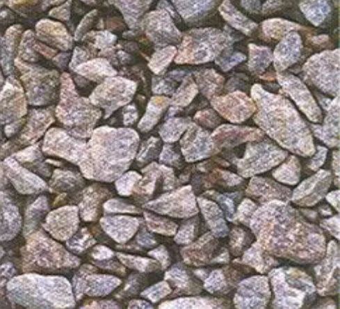 Close-up of gray and tan gravel stones filling the frame.