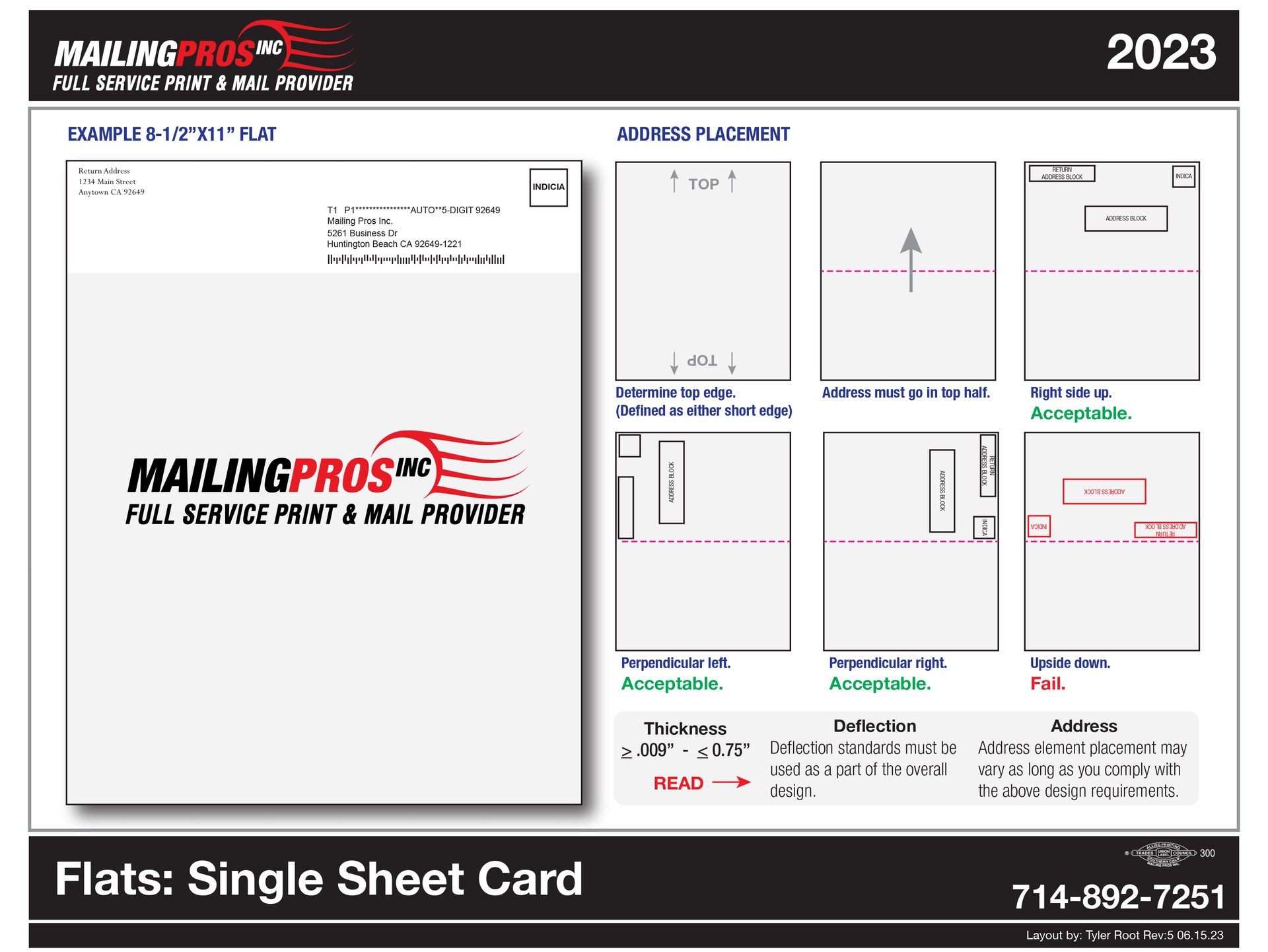 A picture of a single sheet card from mailing pros