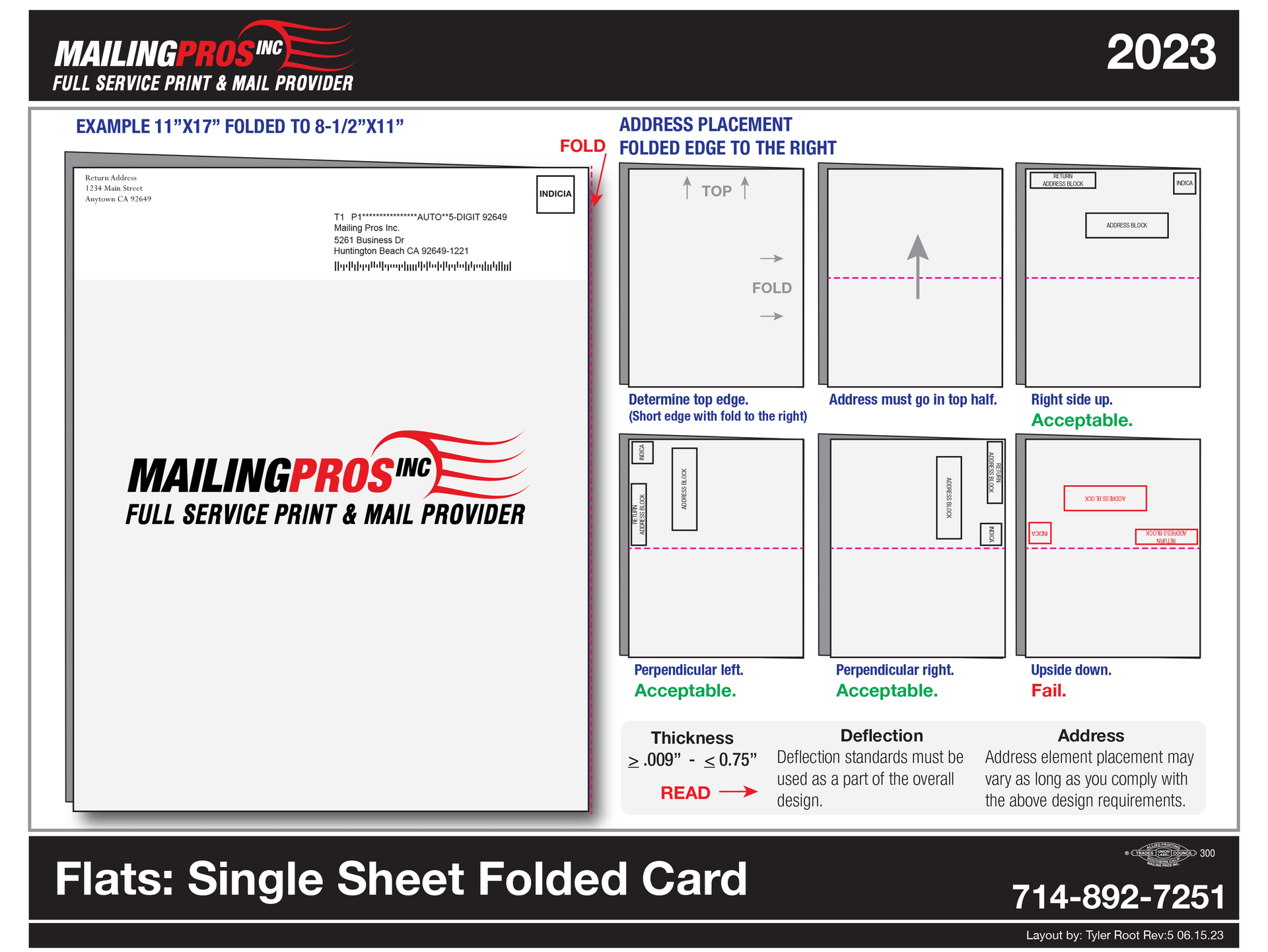 A picture of a single sheet folded card from mailing pros