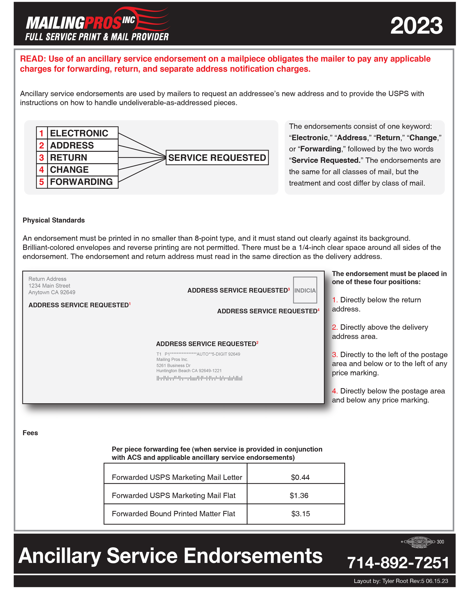 A flyer for ancillary service endorsements for 2023