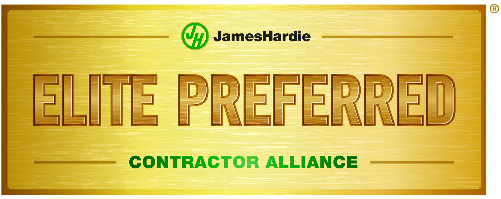 A gold sign that says elite preferred contractor alliance