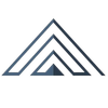 A blue and white triangle on a white background