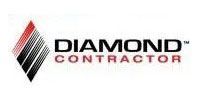 Diamond Contractor logo with black and red diamond icon and text on white background