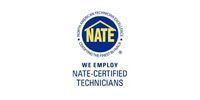 NATE logo with text “We employ NATE-certified technicians” on a white background