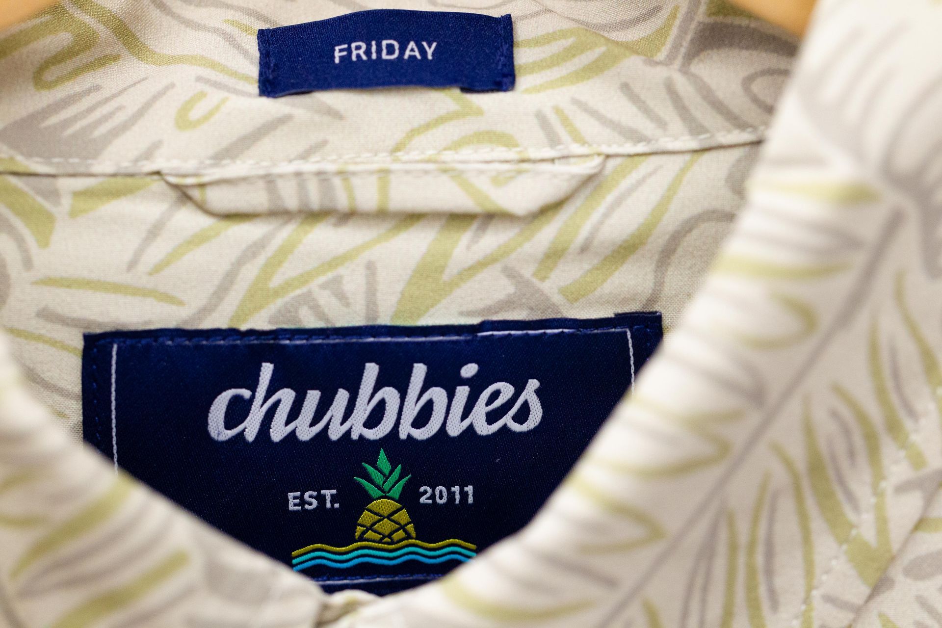 Close-up of a shirt collar featuring the 