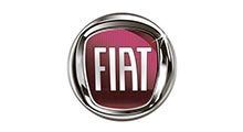 Fiat logo, silver circle around a burgundy square with the word 