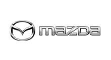 Mazda logo: a stylized bird wing inside a silver oval beside the silver word 