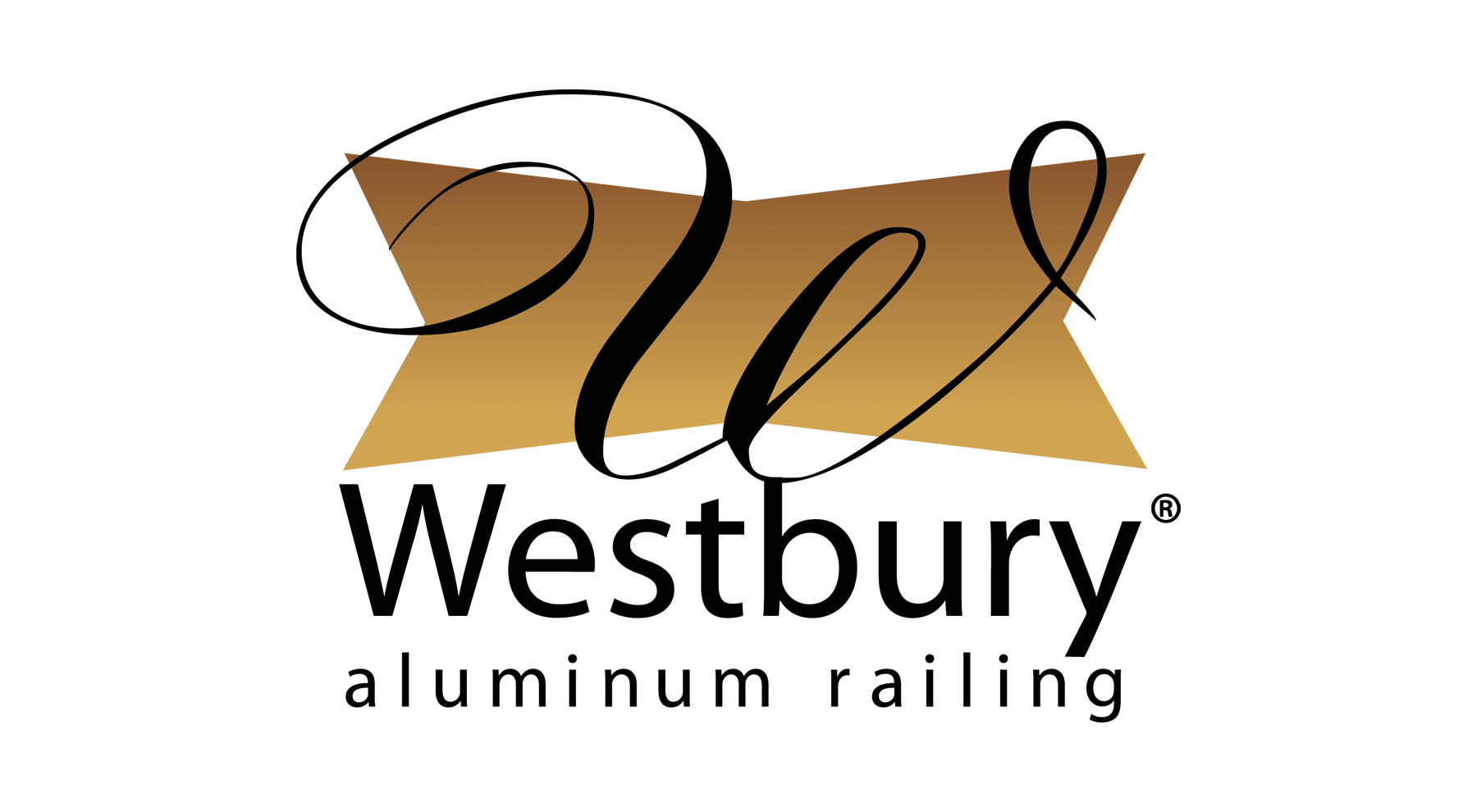 Westbury aluminum railing logo: gold shape with stylized 