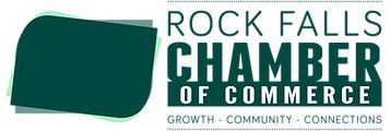 a logo for the rock falls chamber of commerce