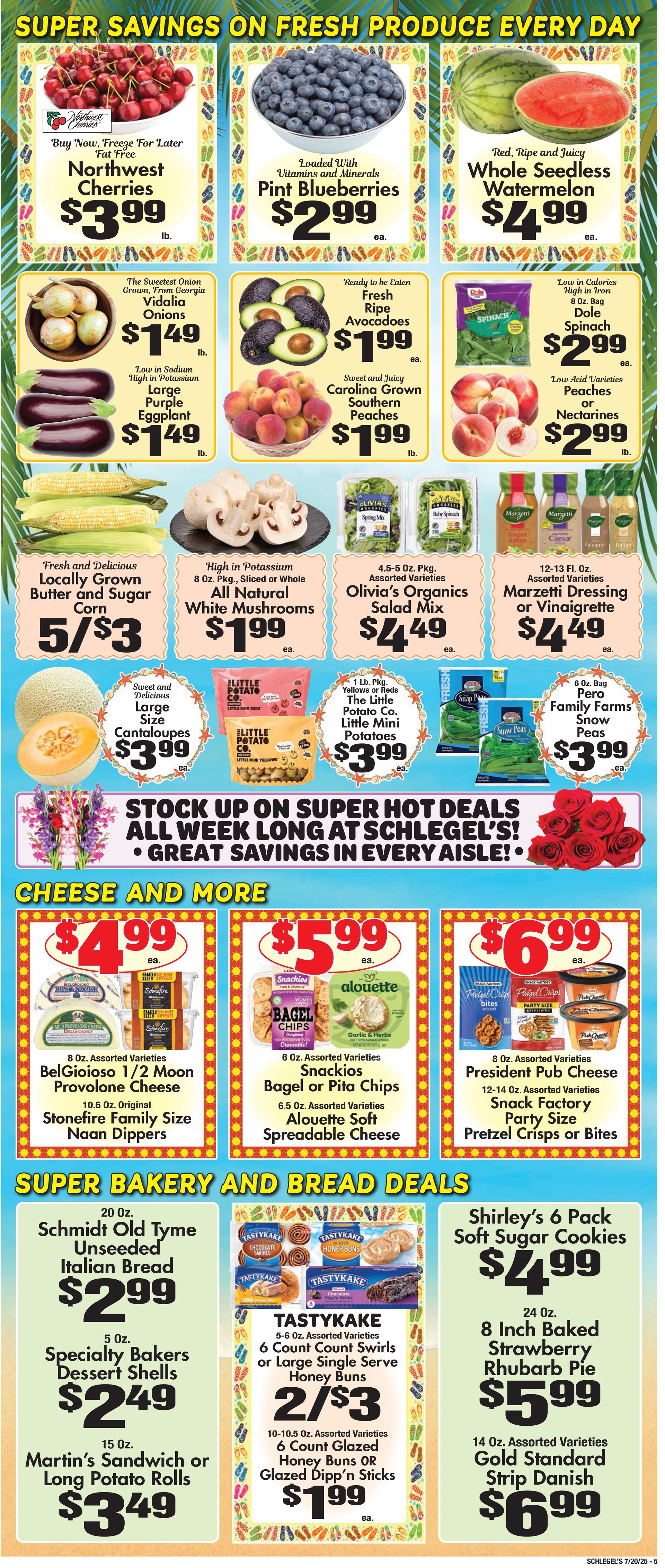 A flyer for a grocery store shows a variety of fruits and vegetables for sale.
