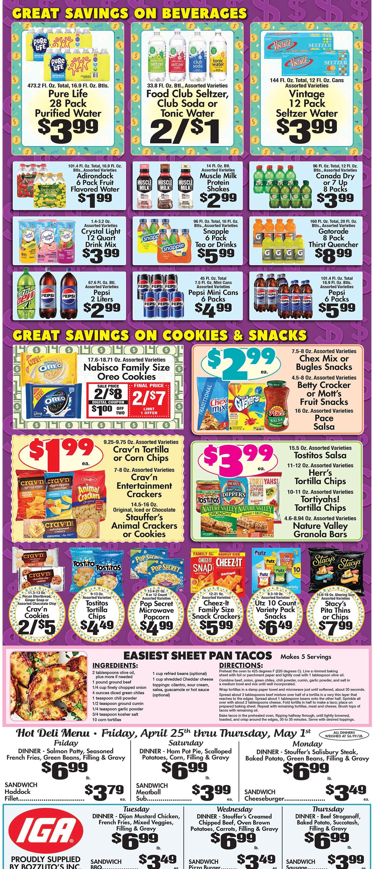 A flyer for a grocery store shows a variety of products for sale