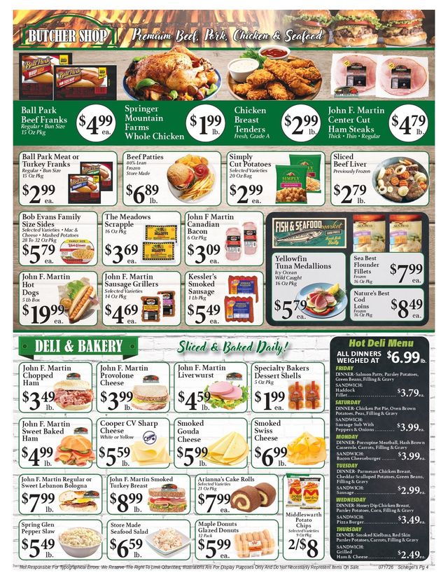 Weekly Specials | Schlegel's Grocery & Hardware