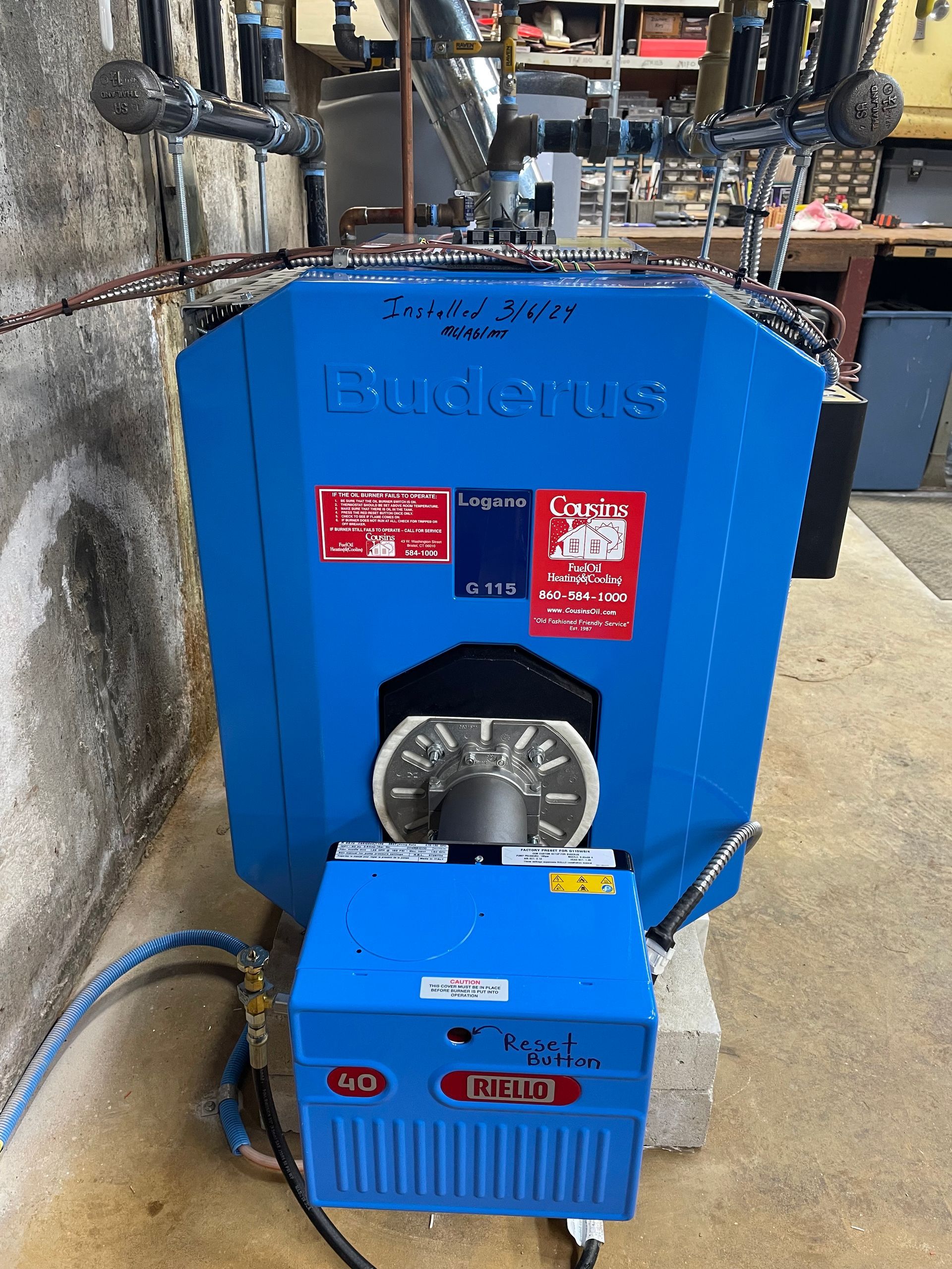 A blue boiler system