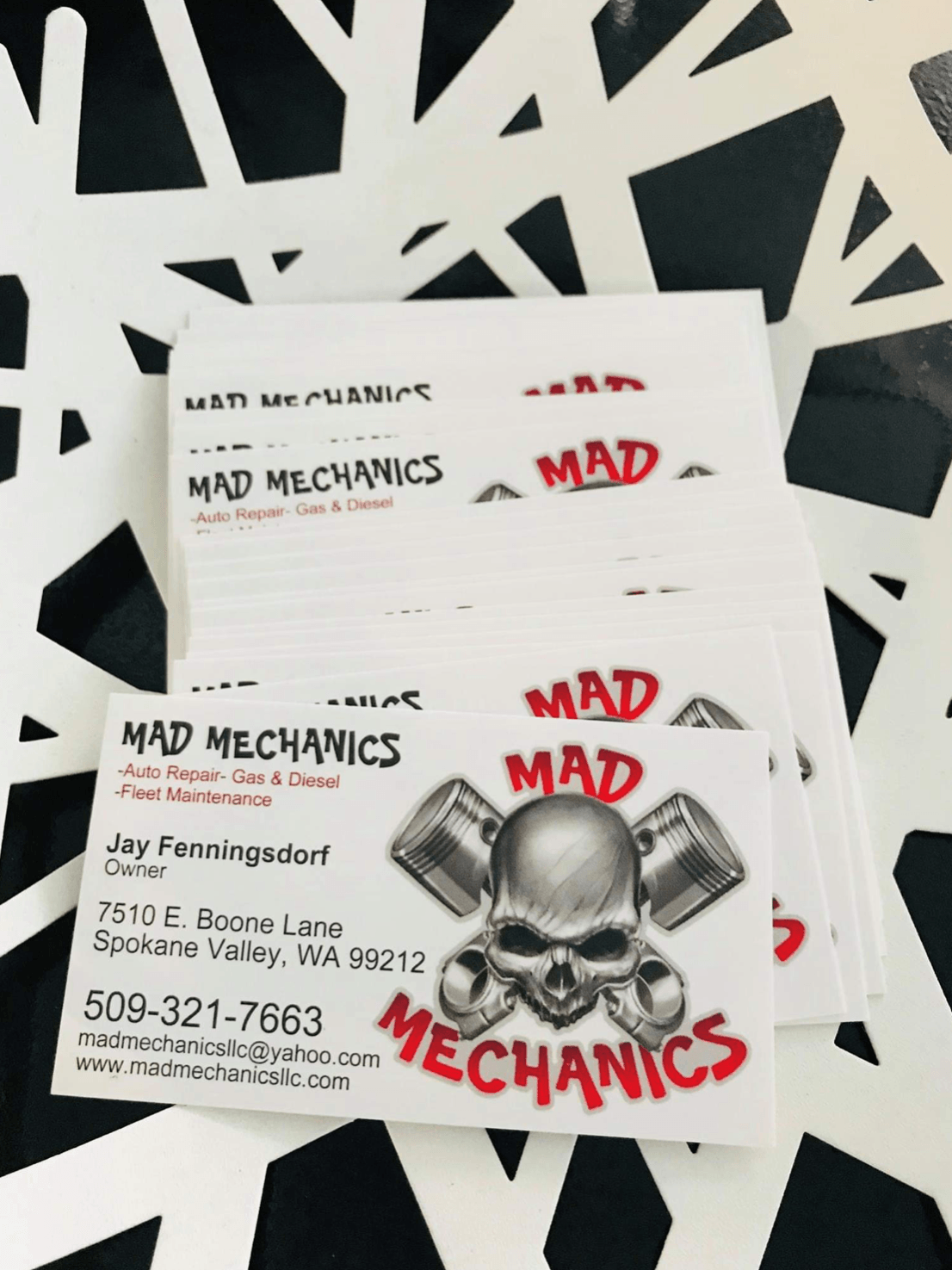 Mad Mechanics business cards