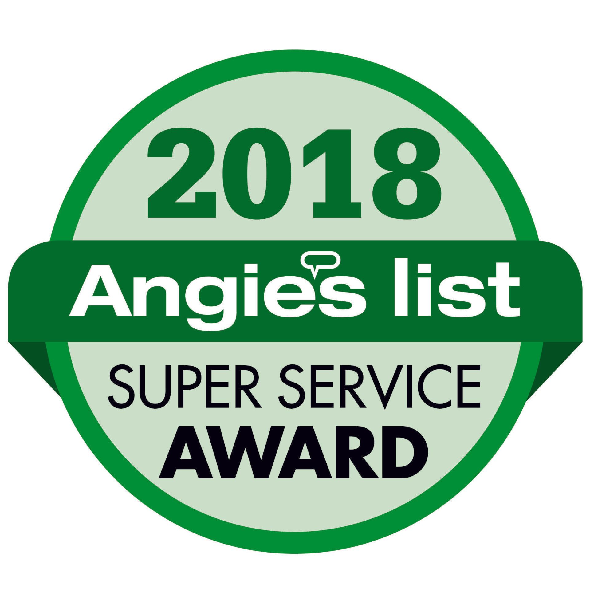 A green circle with the words `` angie 's list super service award '' on it.