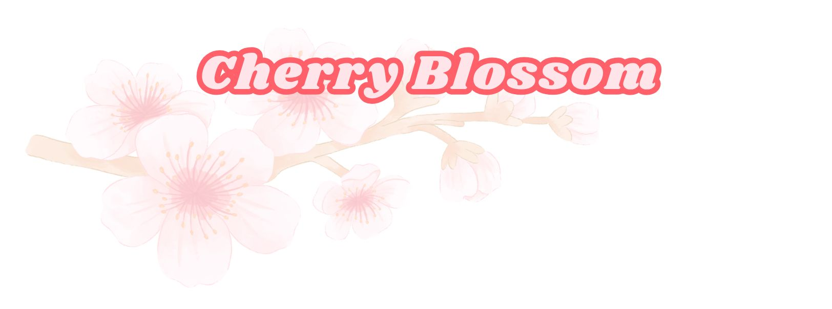 Pink cherry blossoms with the words Cherry Blossom in bold pink text on a white background