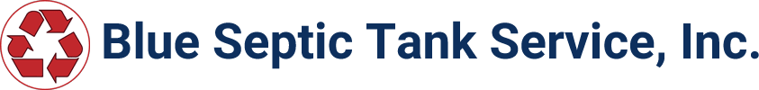 Logo for Blue Septic Tank Service, Inc.  A recycling symbol is next to the company name in a blue font.