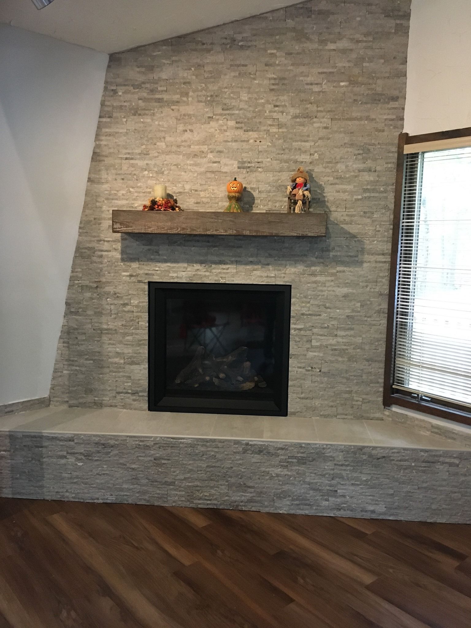 Brick fireplace