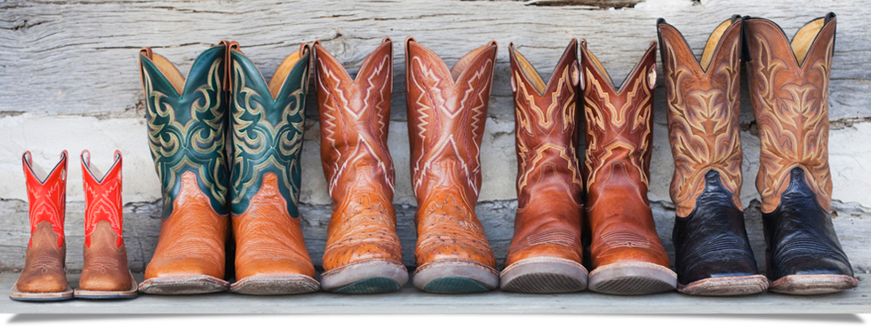 Row of cowboy boots