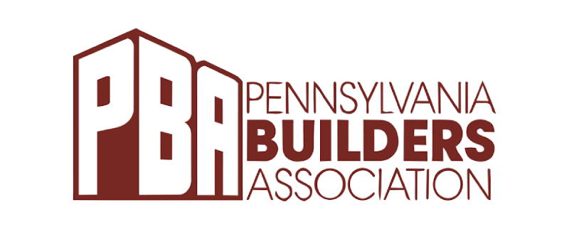 Pennsylvania Builders Association logo in maroon text with stylized PBa house icon
