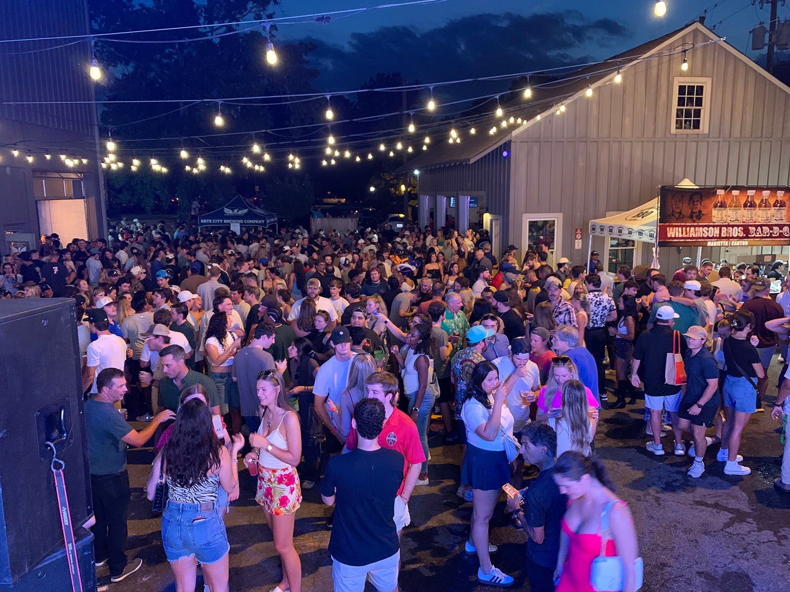 A large crowd of people are enjoying a festival