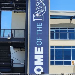 A building with a sign that says home of the rays