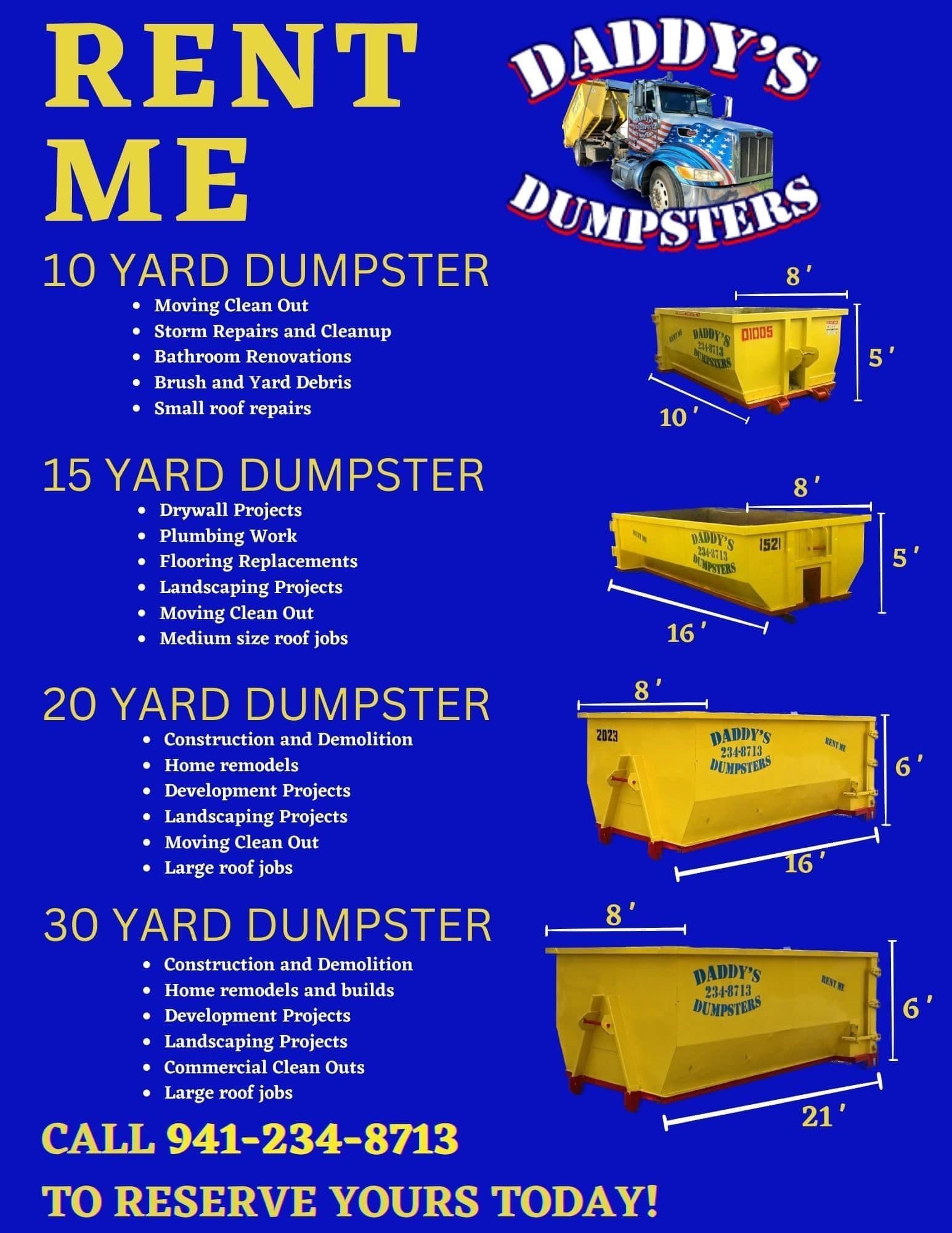 Roll-off dumpster rental in Southwest Florida for home cleanouts and construction projects
