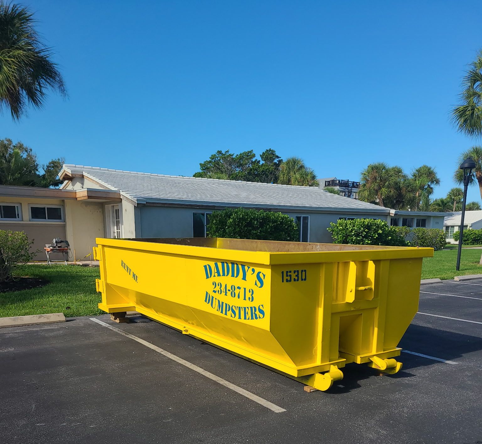 Commercial roll-off dumpster rental for a local business or construction site in Southwest Florida