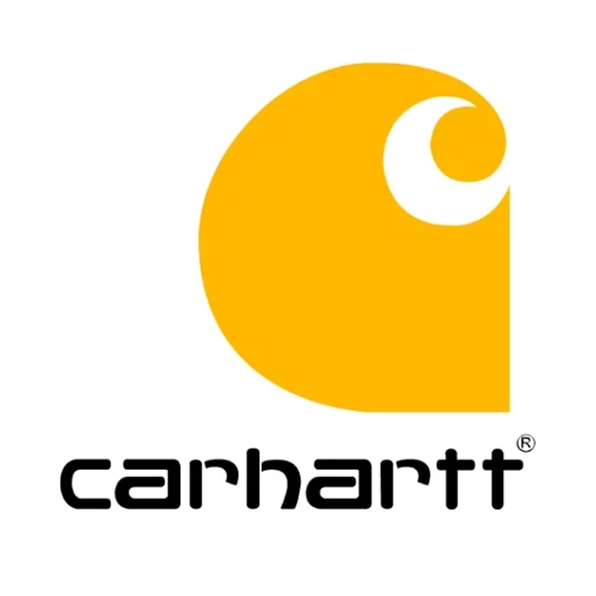 A yellow carhartt logo on a white background