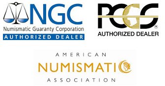 NGC Logo, pcgs authorized dealer, ANA logo