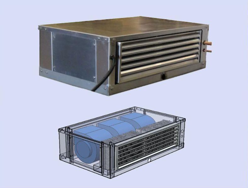 A drawing of a box with a blue cylinder inside of it