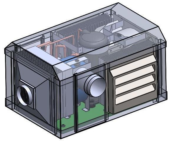 A 3d model of a machine in a clear case