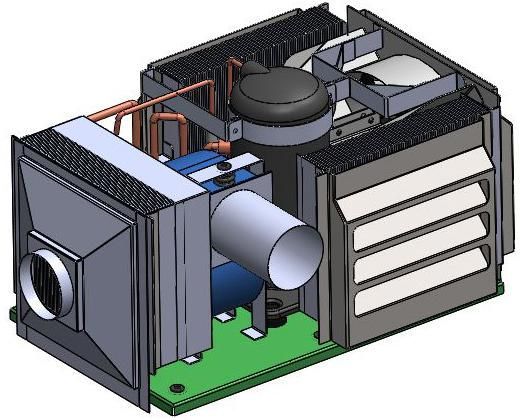 A drawing of a machine with a fan and pipes